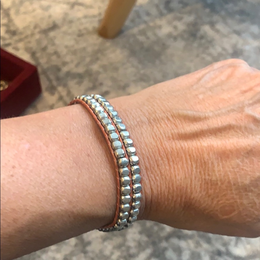 Chan Luu Leather And Silver Bracelet Os 32$